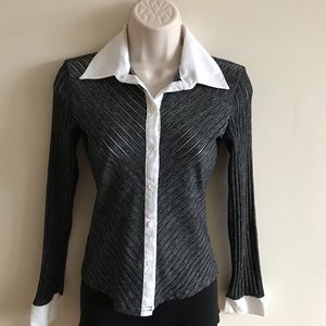 Grey and white blouse